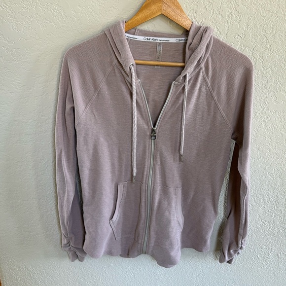 Calvin Klein Women's Ruched Long Sleeve Zip Front Hoodie - Picture 2 of 5